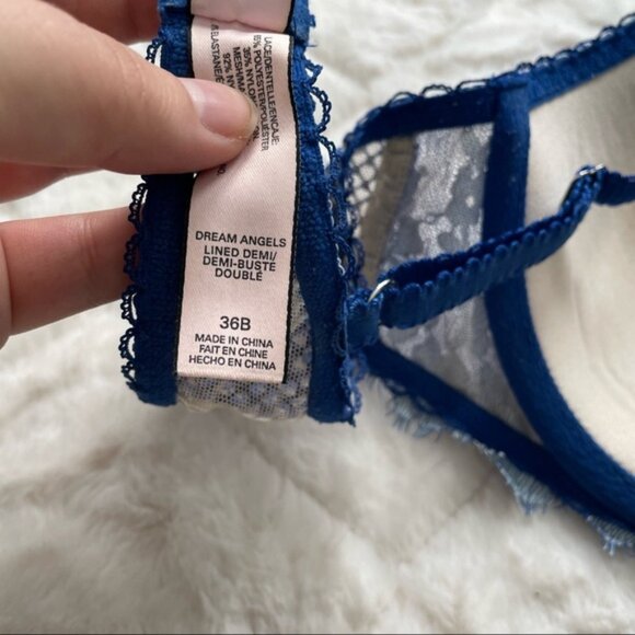 Victoria's Secret | Blue Floral Bling Dream Angels Lined Demi Bra | Size 36B - Picture 11 of 12